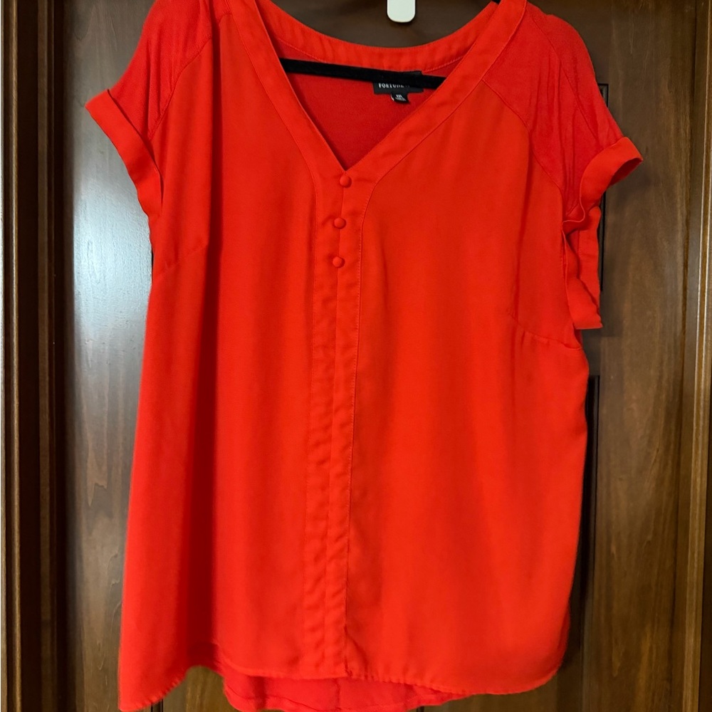 Forever 21 Vibrant Red Blouse